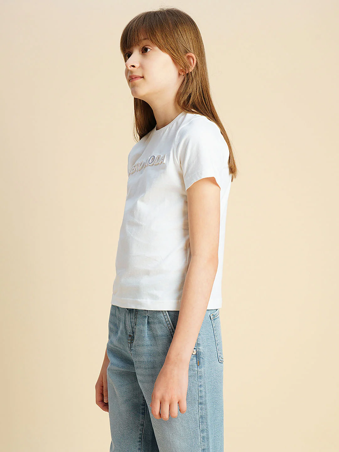 Girls White Logo Print T-Shirt - Image 2