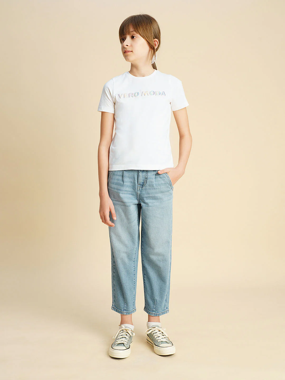 Girls White Logo Print T-Shirt - Image 5