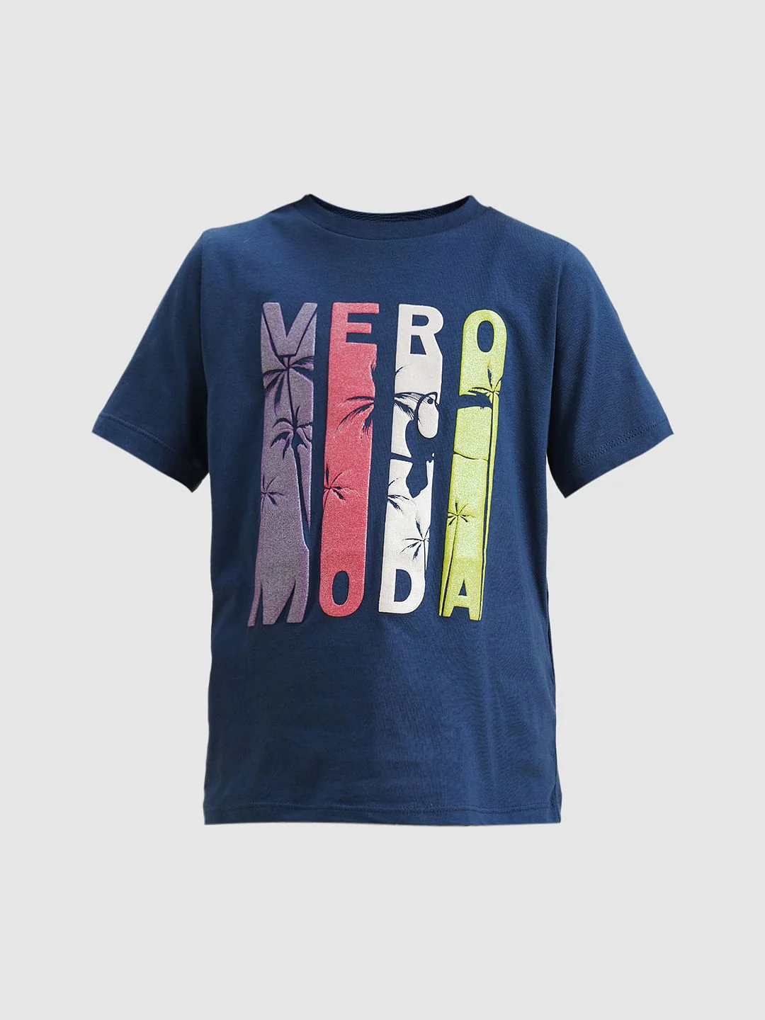 Girls Blue Printed Cotton T-Shirt - Image 6