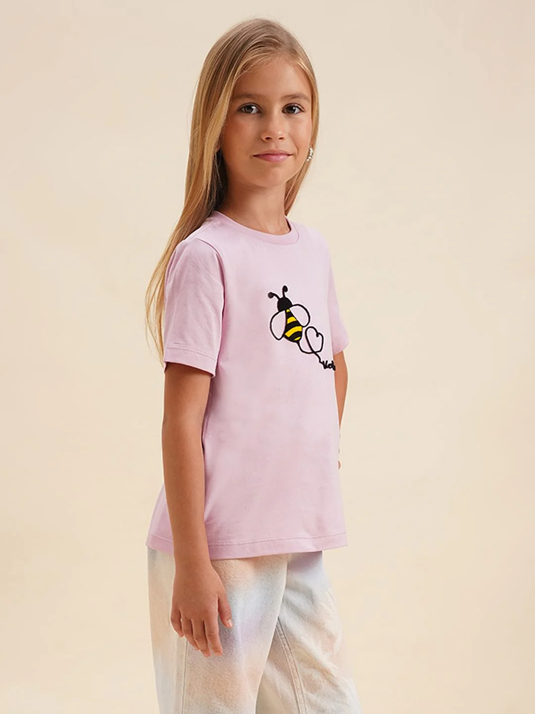 Girls Pink Honeybee Print T-Shirt - Image 2