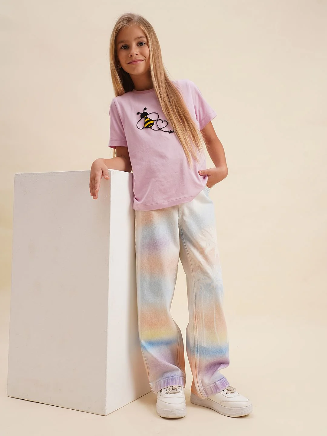 Girls Pink Honeybee Print T-Shirt - Image 5