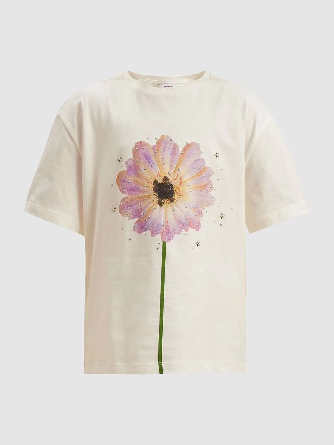 Girls White Floral Cotton T-Shirt - Image 6