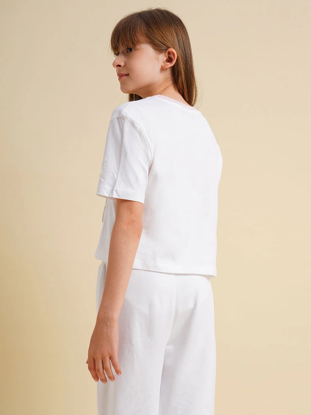 Girls White Stitch Graphic Print T-Shirt - Image 3