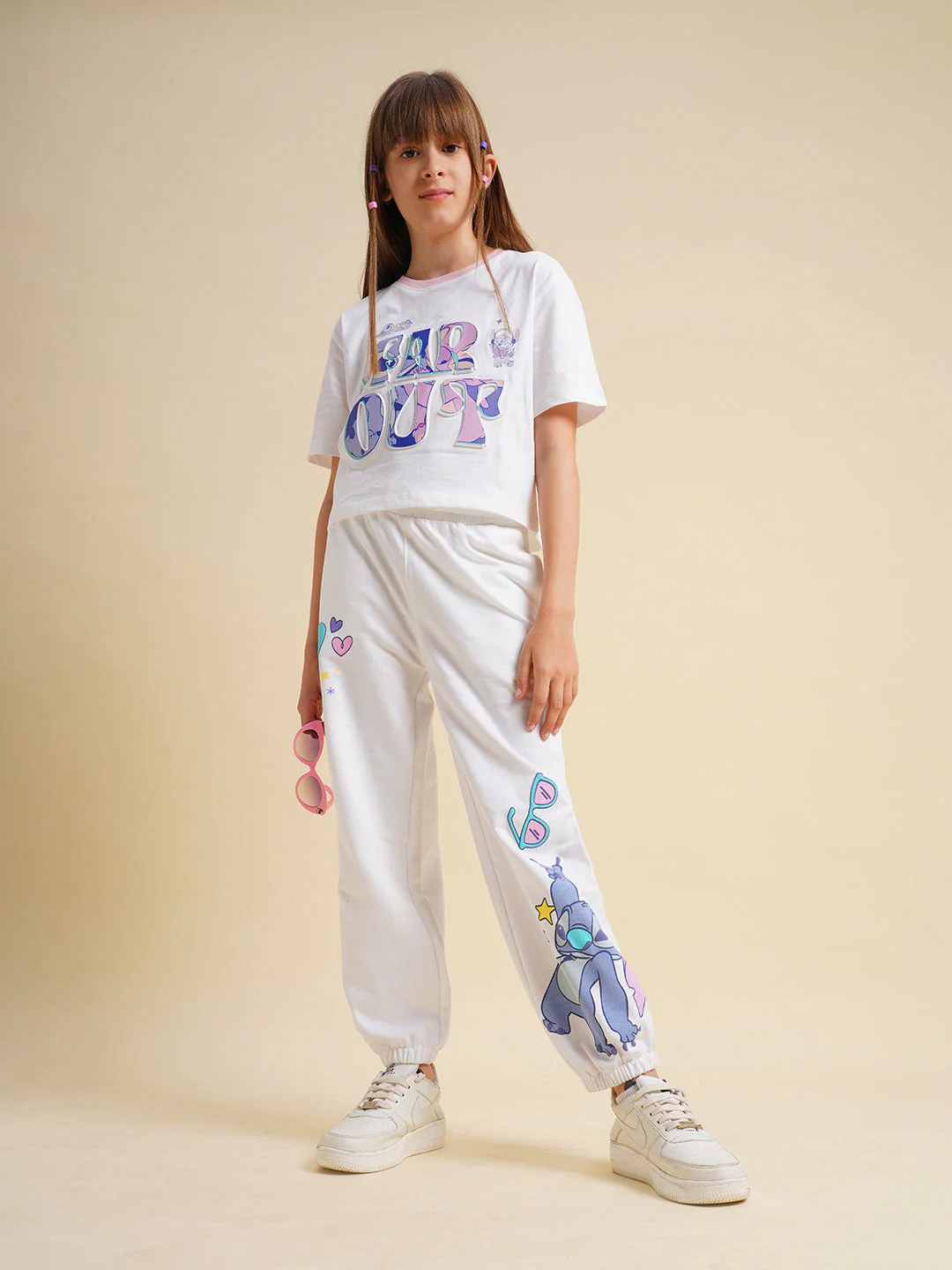 Girls White Stitch Graphic Print T-Shirt - Image 5