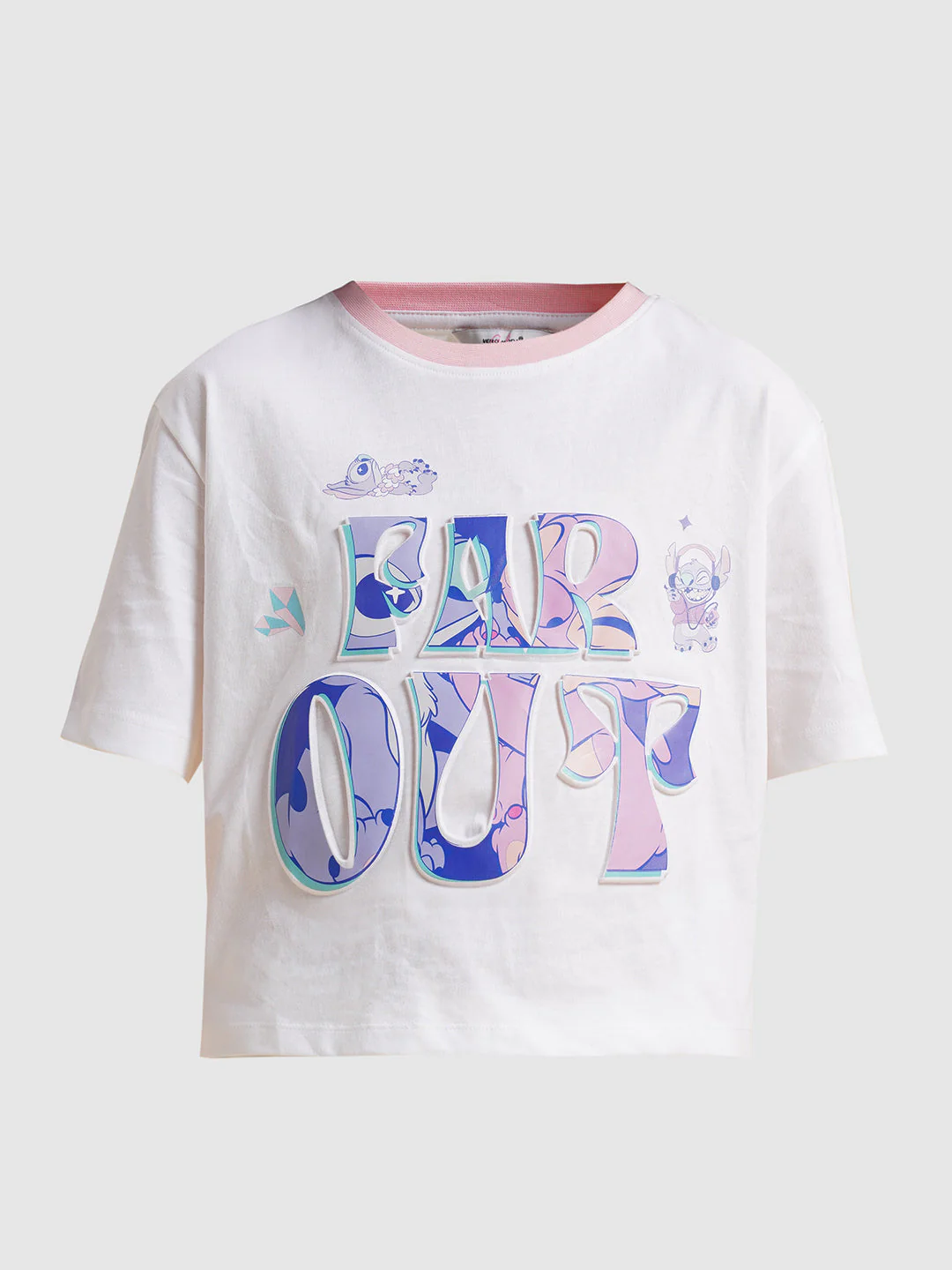 Girls White Stitch Graphic Print T-Shirt - Image 6
