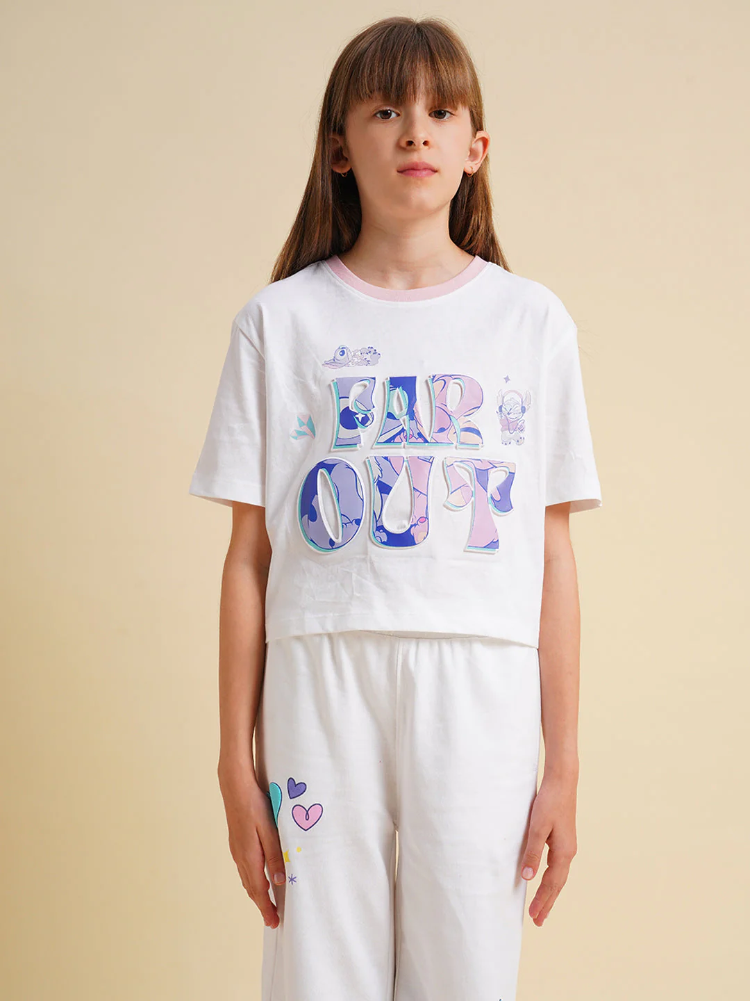 Girls White Stitch Graphic Print T-Shirt - Image 7