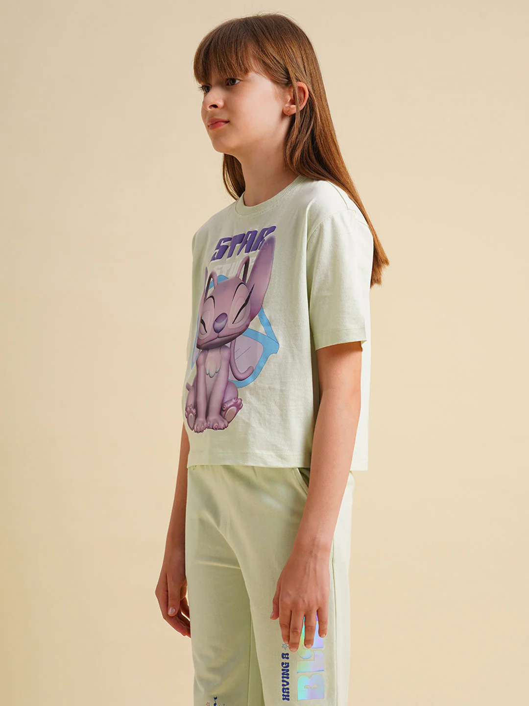 Girls Blue Stitch Graphic Print T-shirt - Image 2