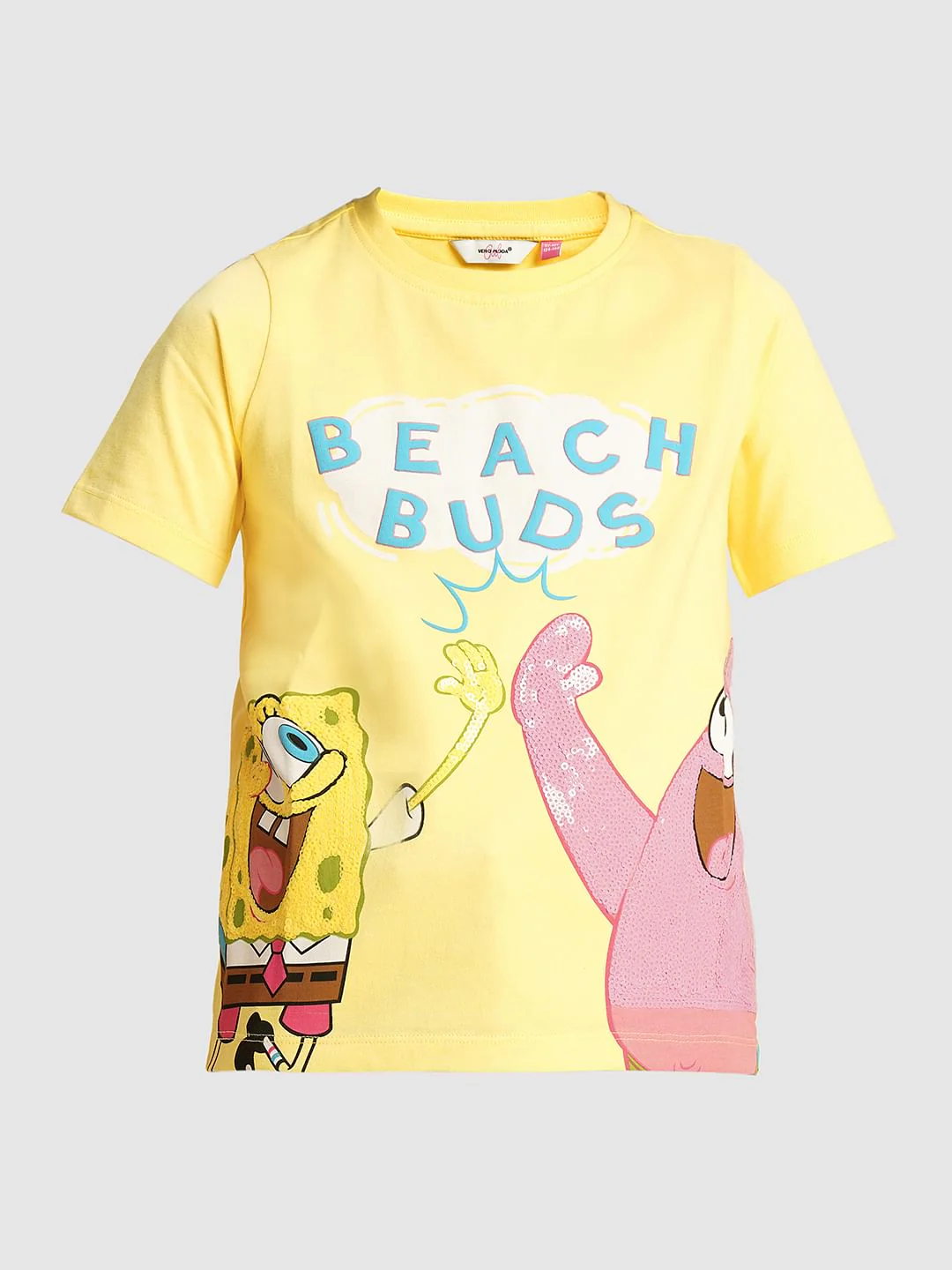 Girls Yellow Spongebob & Patrick Applique T-Shirt - Image 6
