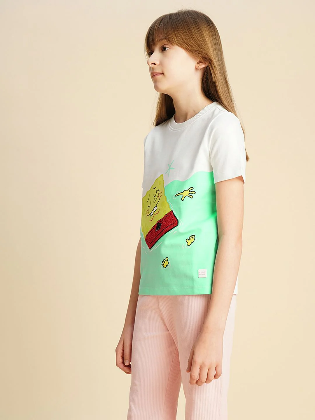 Girls White Spongebob Printed T-Shirt - Image 2