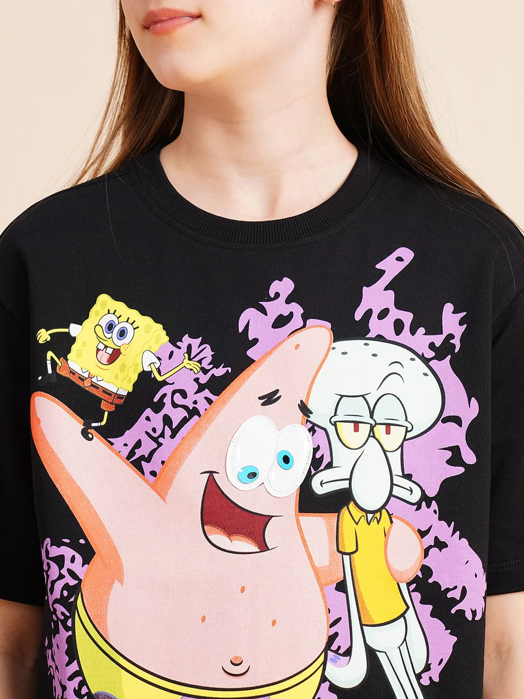 Girls Black Spongebob Print T-Shirt - Image 4