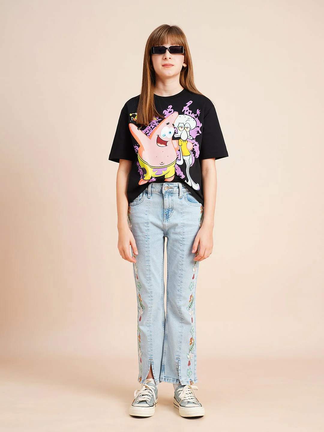Girls Black Spongebob Print T-Shirt - Image 5