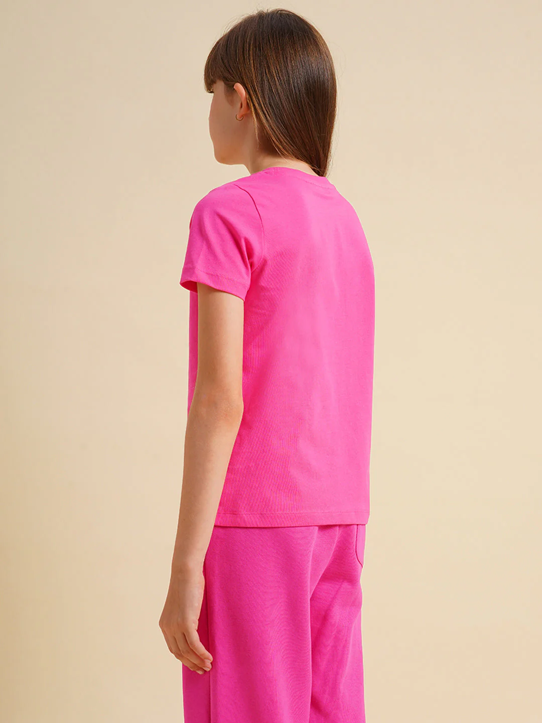 Girls Hot Pink Cotton Boxy Fit T-shirt - Image 3