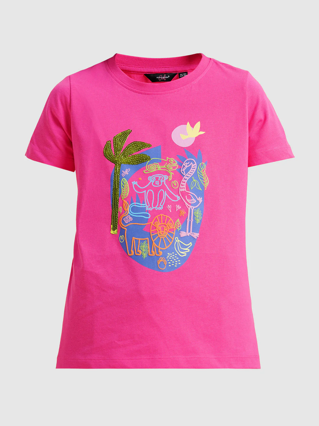 Girls Hot Pink Cotton Boxy Fit T-shirt - Image 6