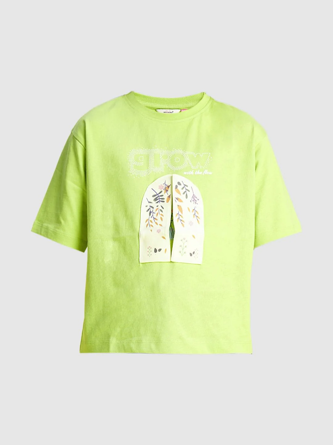 Girls Green Cut-Out Window Graphic T-Shirt - Image 6