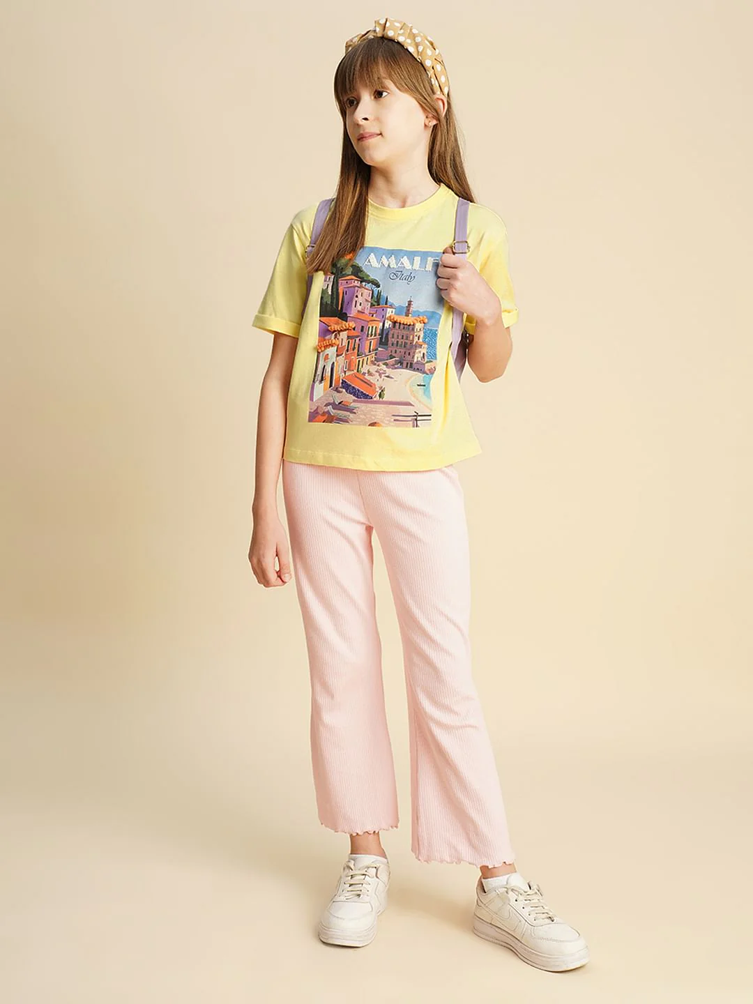 Girls Yellow Landscape Print T-Shirt - Image 5