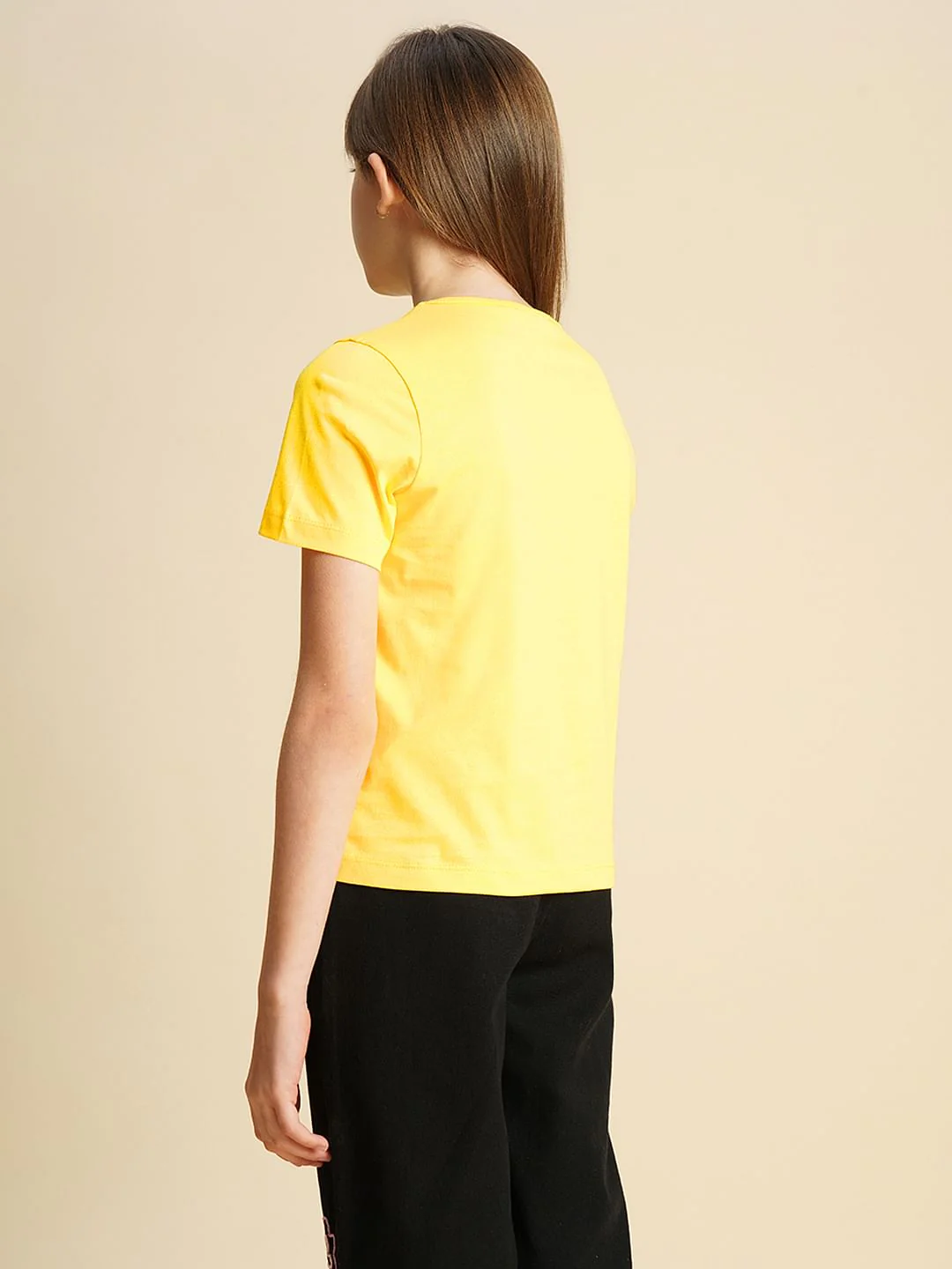 Girls Yellow Graphic Print T-Shirt - Image 3