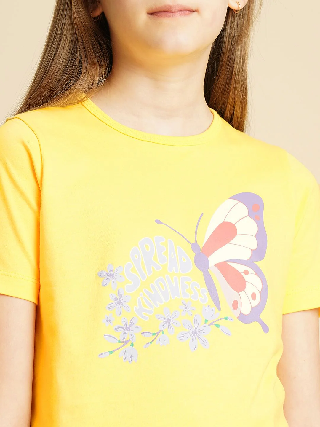 Girls Yellow Graphic Print T-Shirt - Image 4