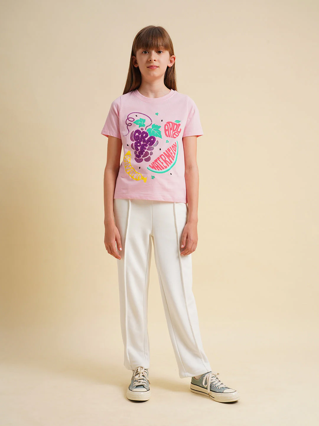 Girls Pink Printed Cotton T-shirt - Image 5