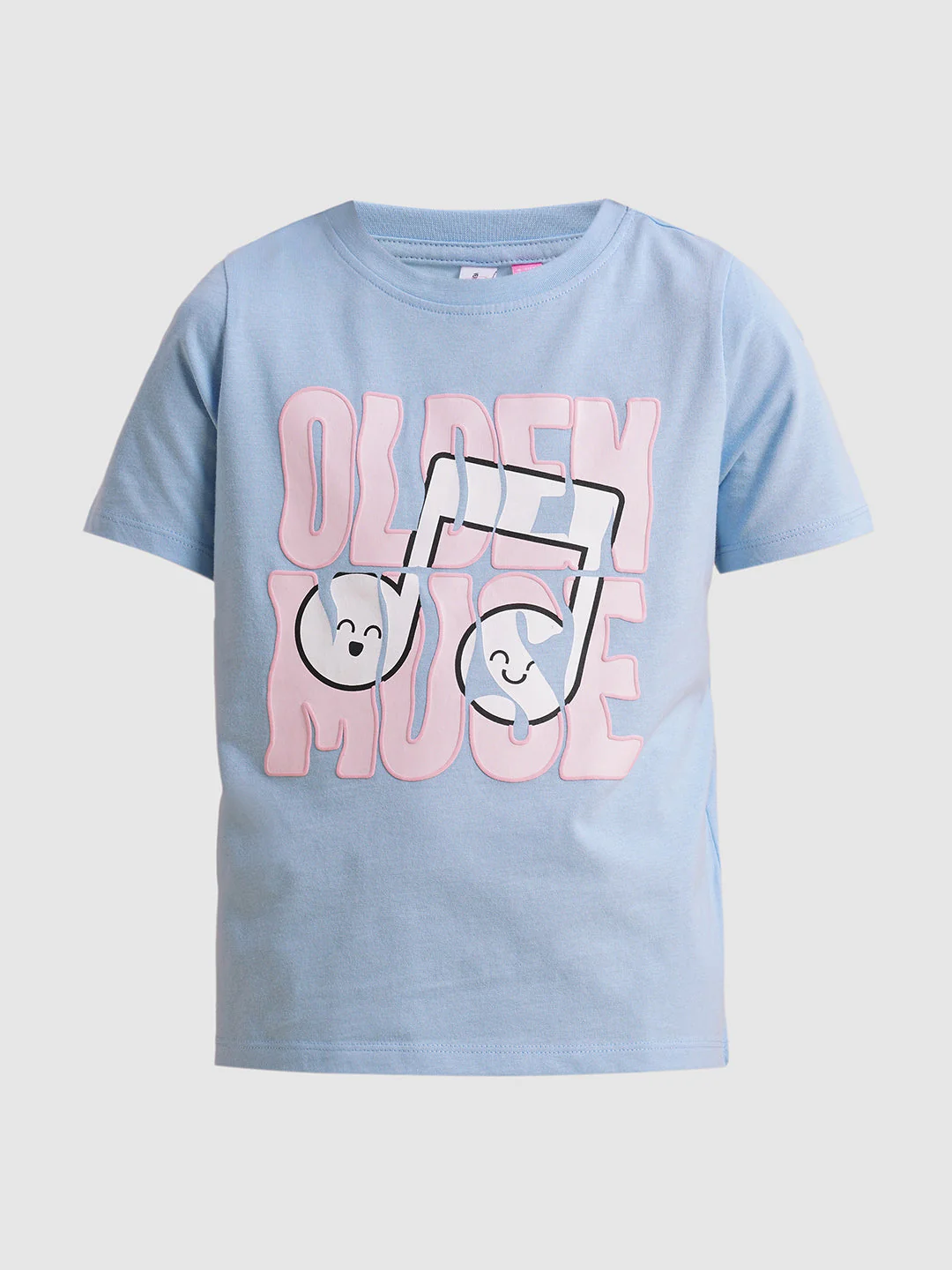 Girls Blue Printed Cotton T-shirt - Image 6