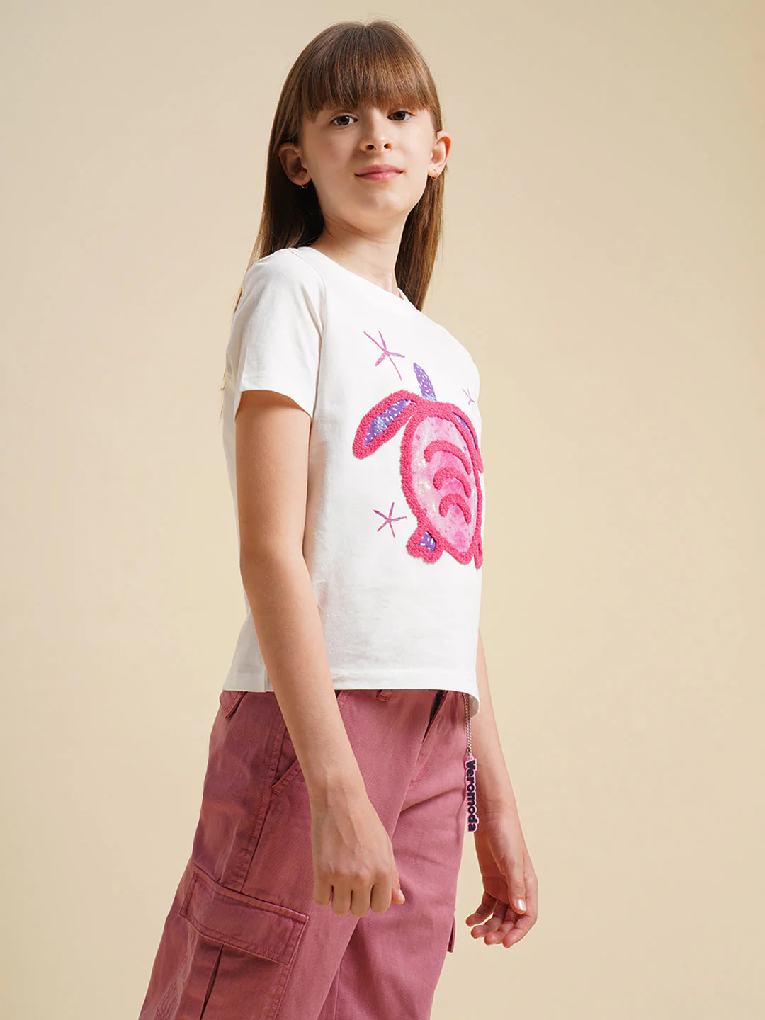 Girls White Turtle Print T-shirt - Image 2