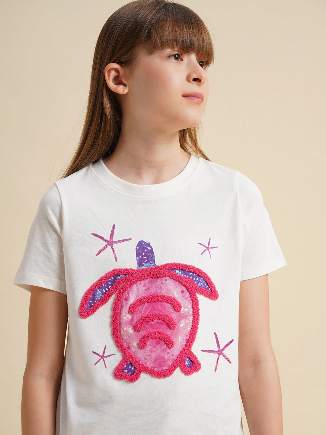 Girls White Turtle Print T-shirt - Image 4