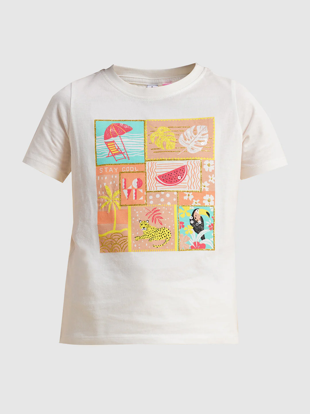Girls White Printed Cotton T-shirt - Image 6