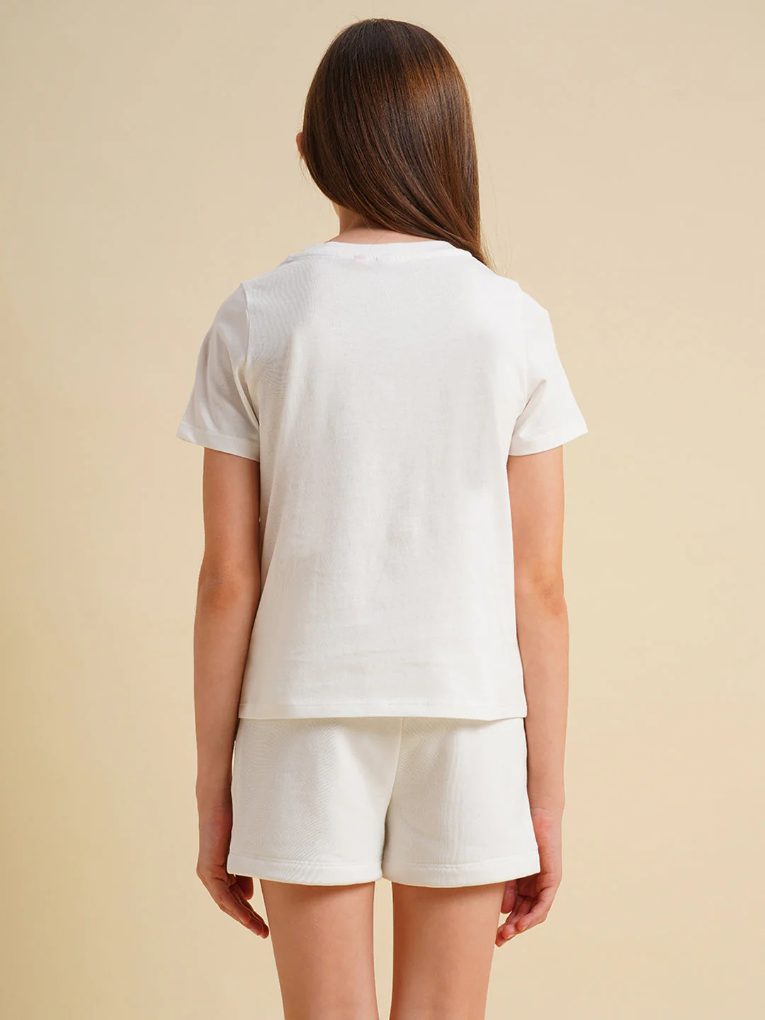 Girls White Printed Cotton T-shirt - Image 8