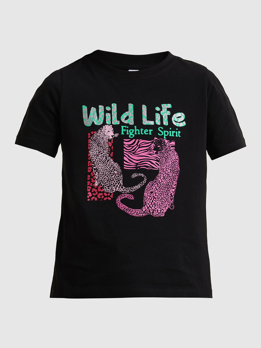 Girls Black Animal Print T-shirt - Image 6