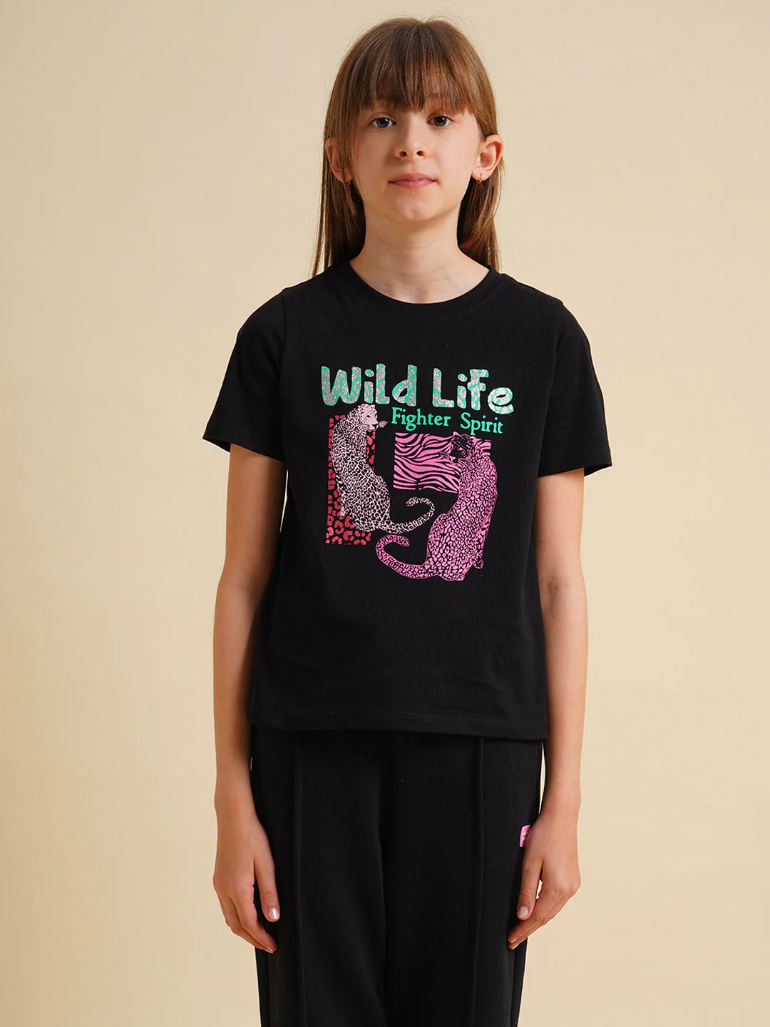 Girls Black Animal Print T-shirt - Image 7