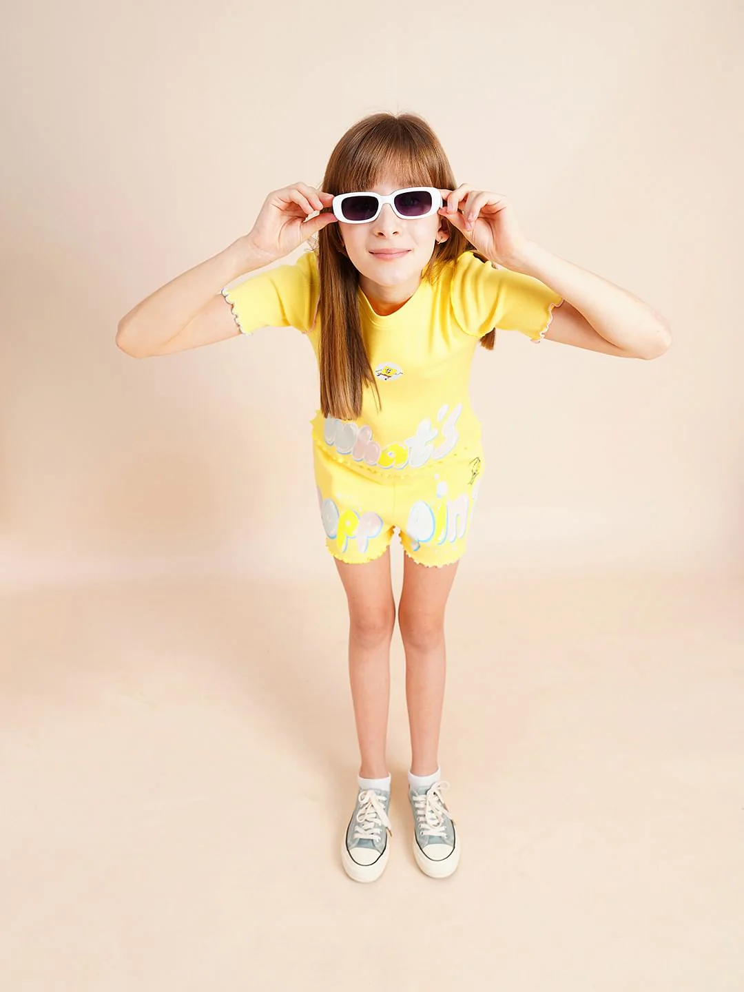 Girls Yellow Ribbed Co-Ord Set T-Shirt - Image 5