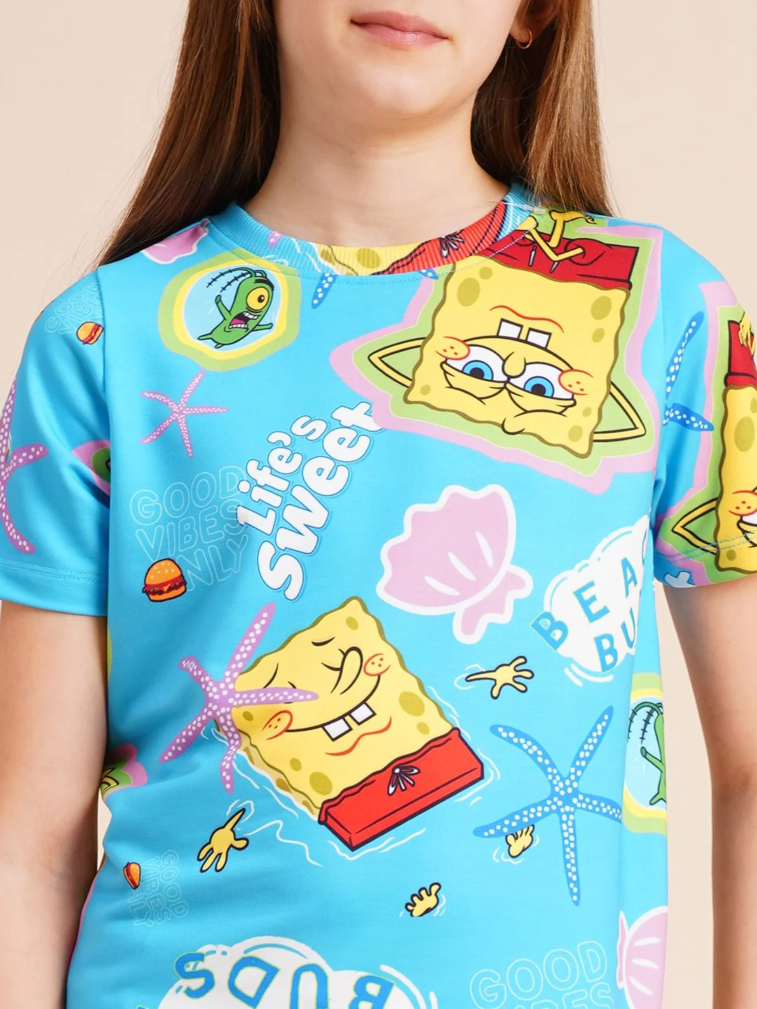 Girls Blue Spongebob Print T-Shirt - Image 4