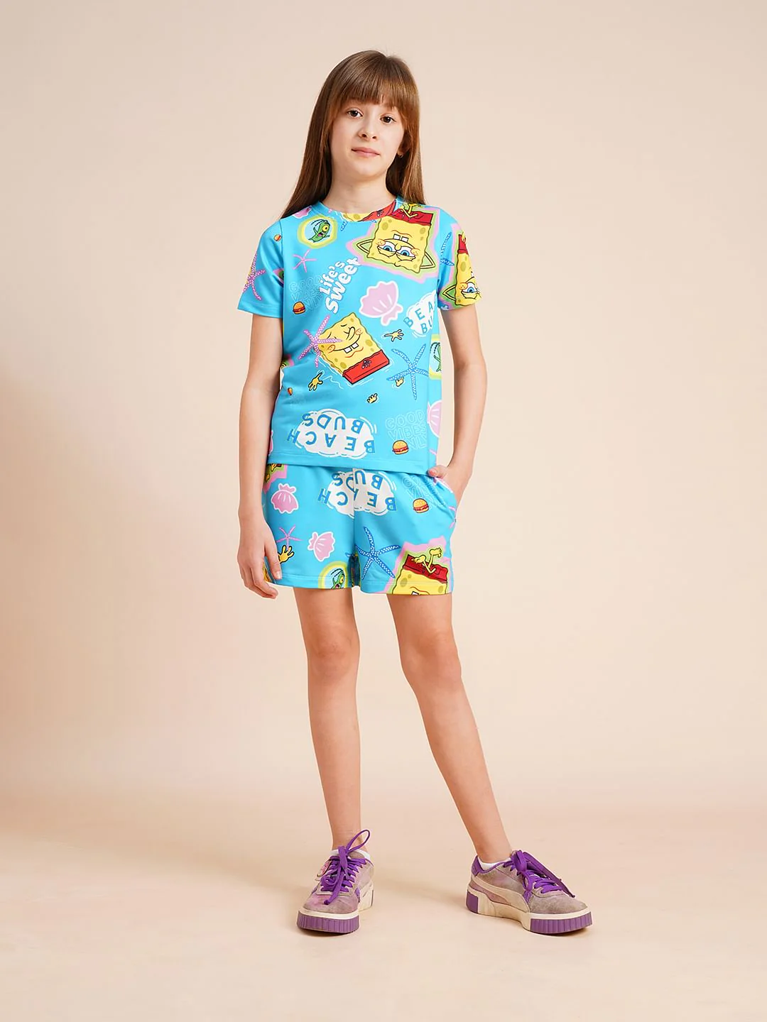 Girls Blue Spongebob Print T-Shirt - Image 5