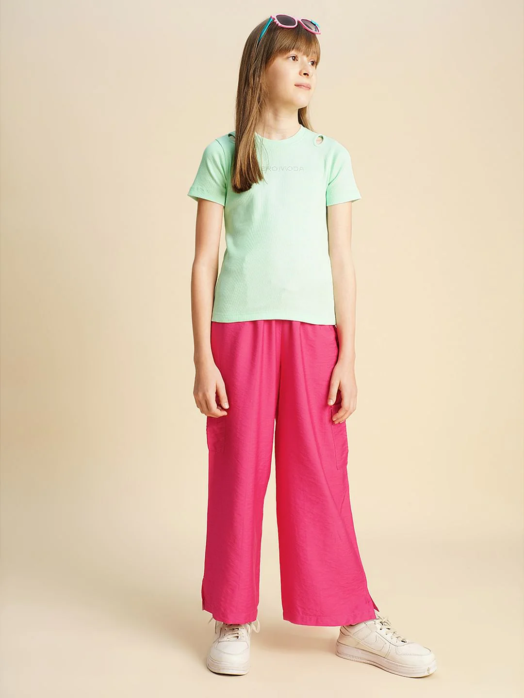 Girls Mint Green Rhinestone Text T-Shirt - Image 5
