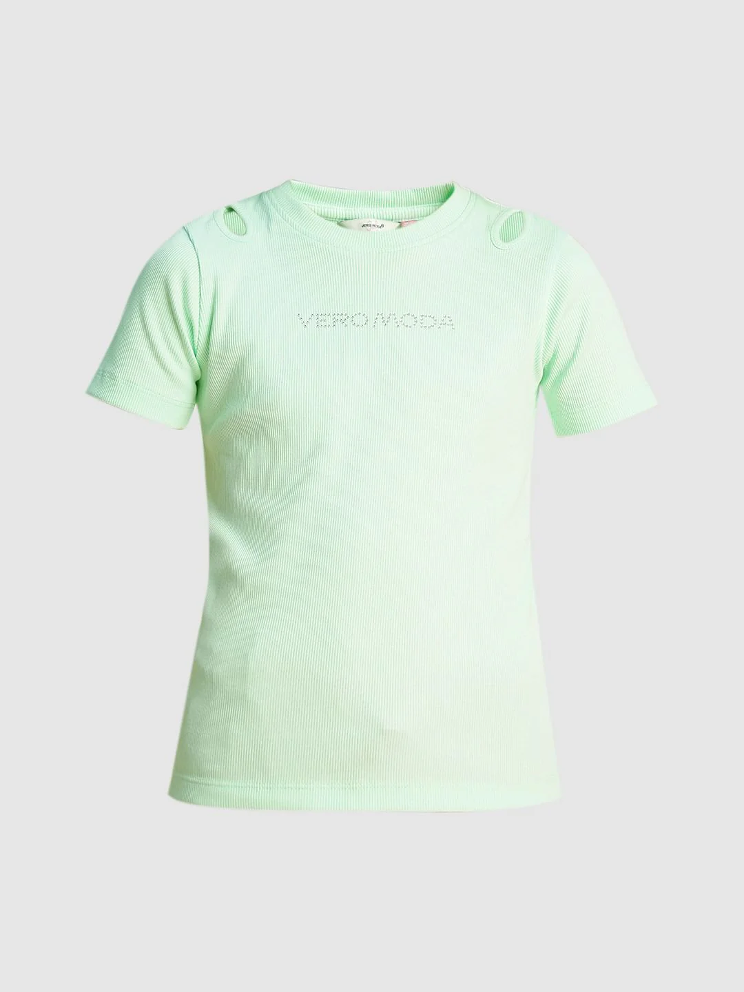 Girls Mint Green Rhinestone Text T-Shirt - Image 6