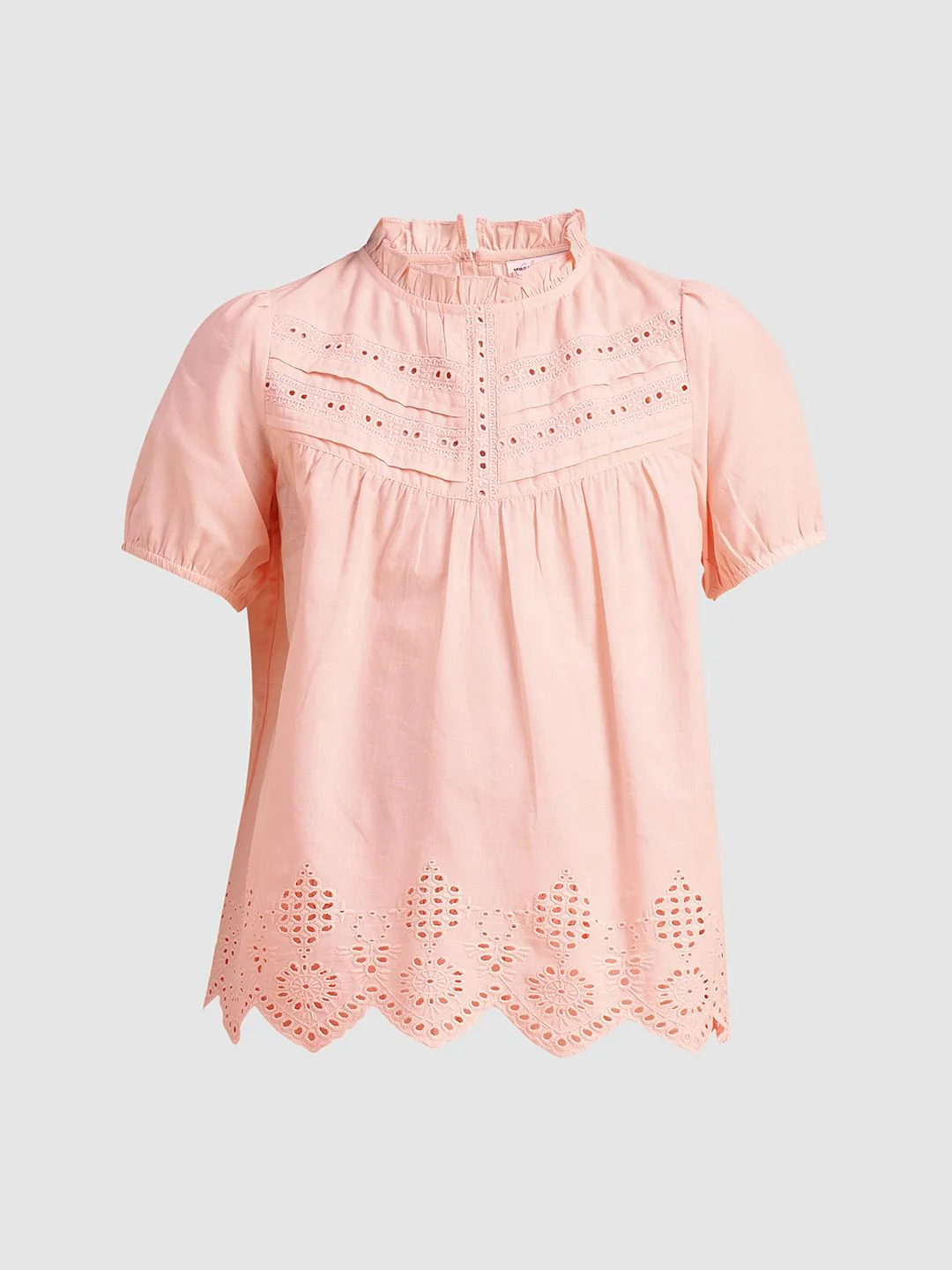 Girls Pink Schiffli Co-Ord Set Top - Image 6