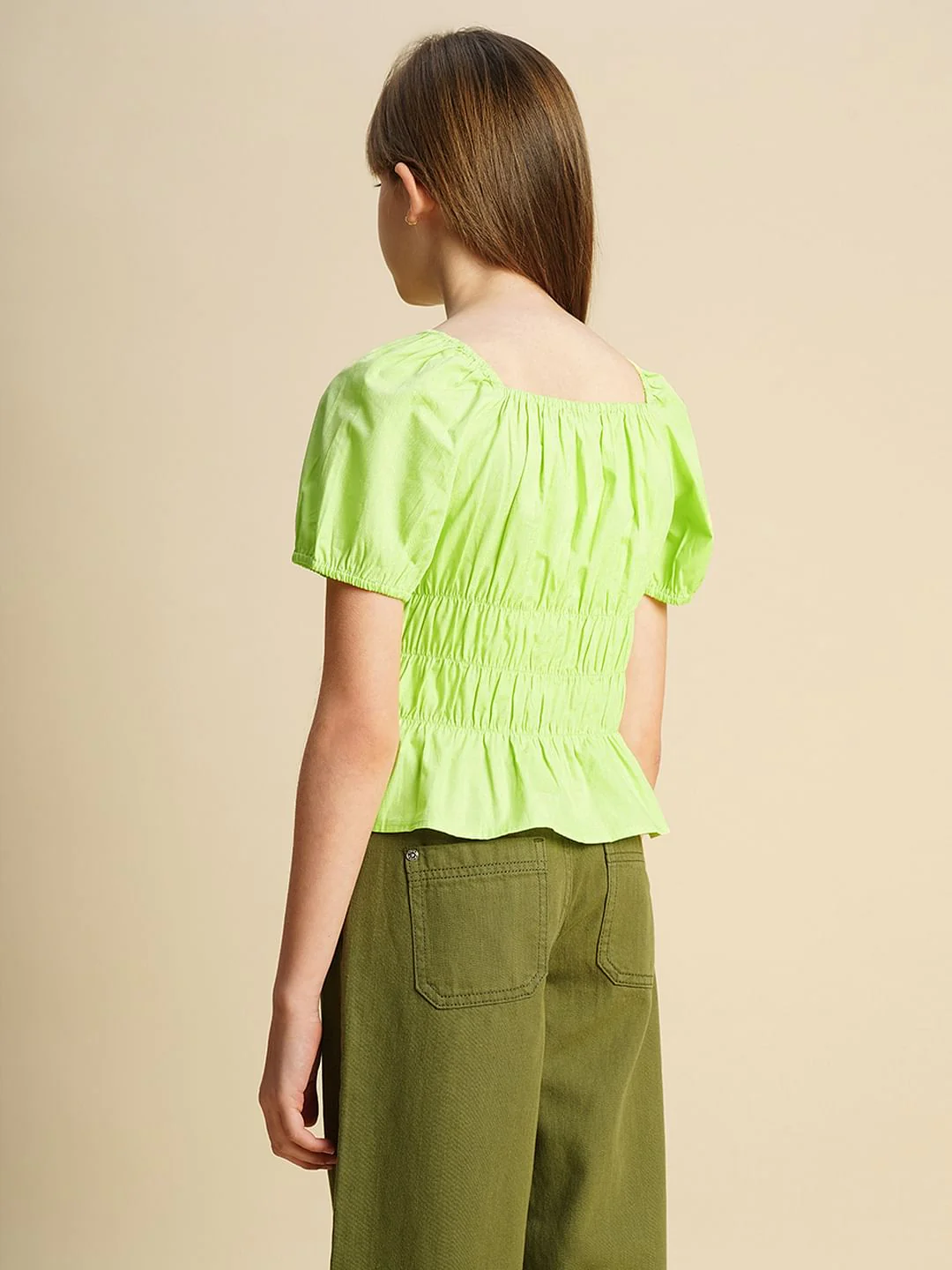 Girls Green Peplum Top - Image 3