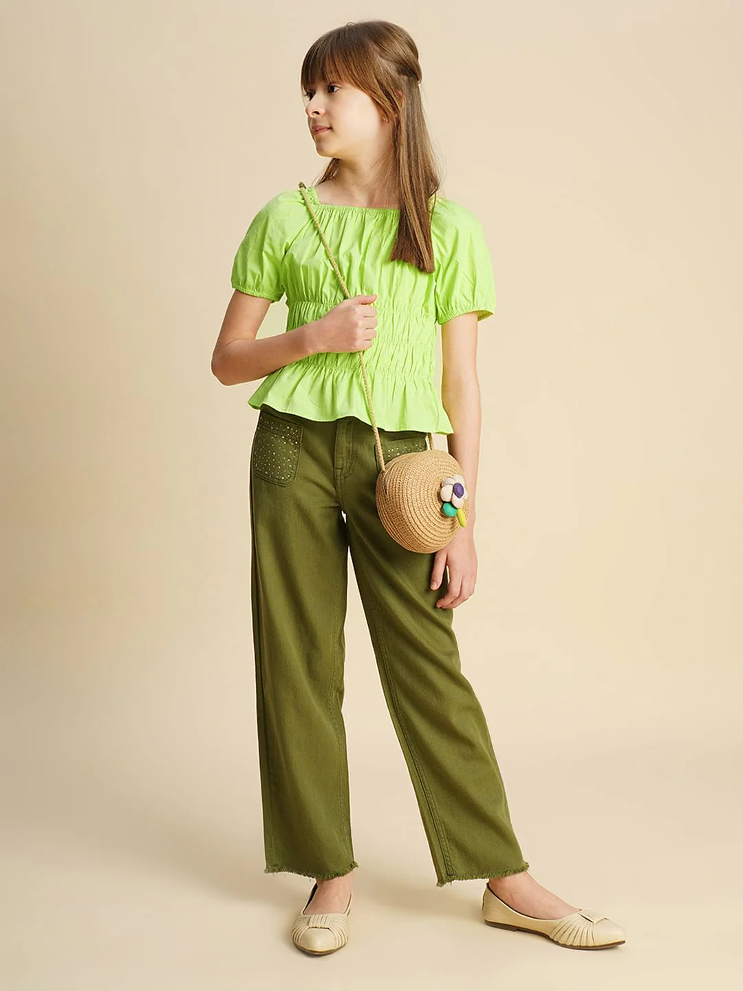Girls Green Peplum Top - Image 5