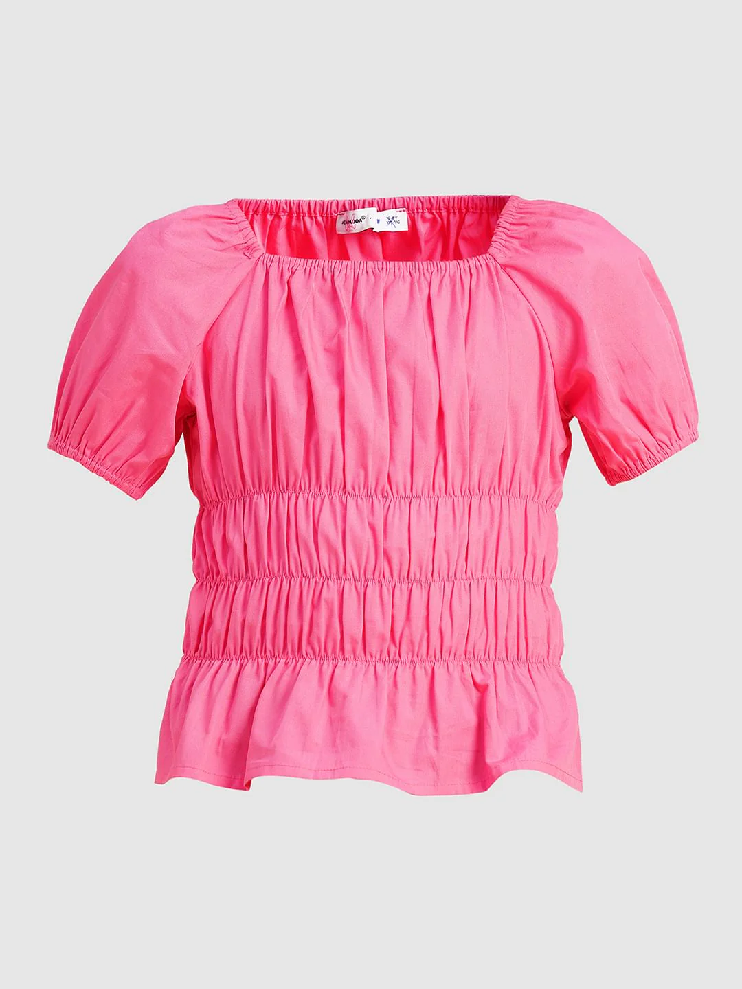 Girls Pink Smocked Peplum Top - Image 6