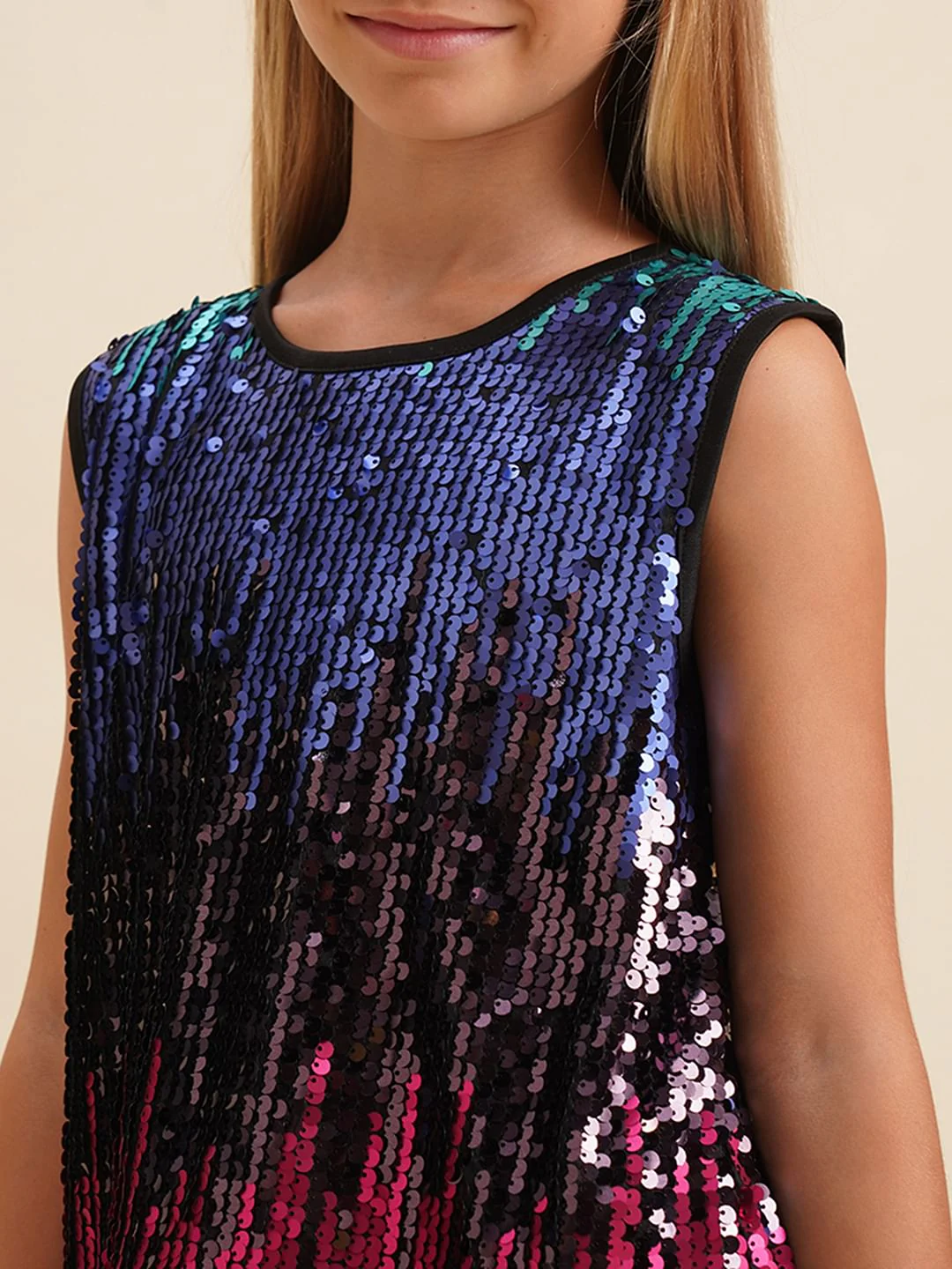 Girls Multi-Colour Sequined Embellished Top - Image 4