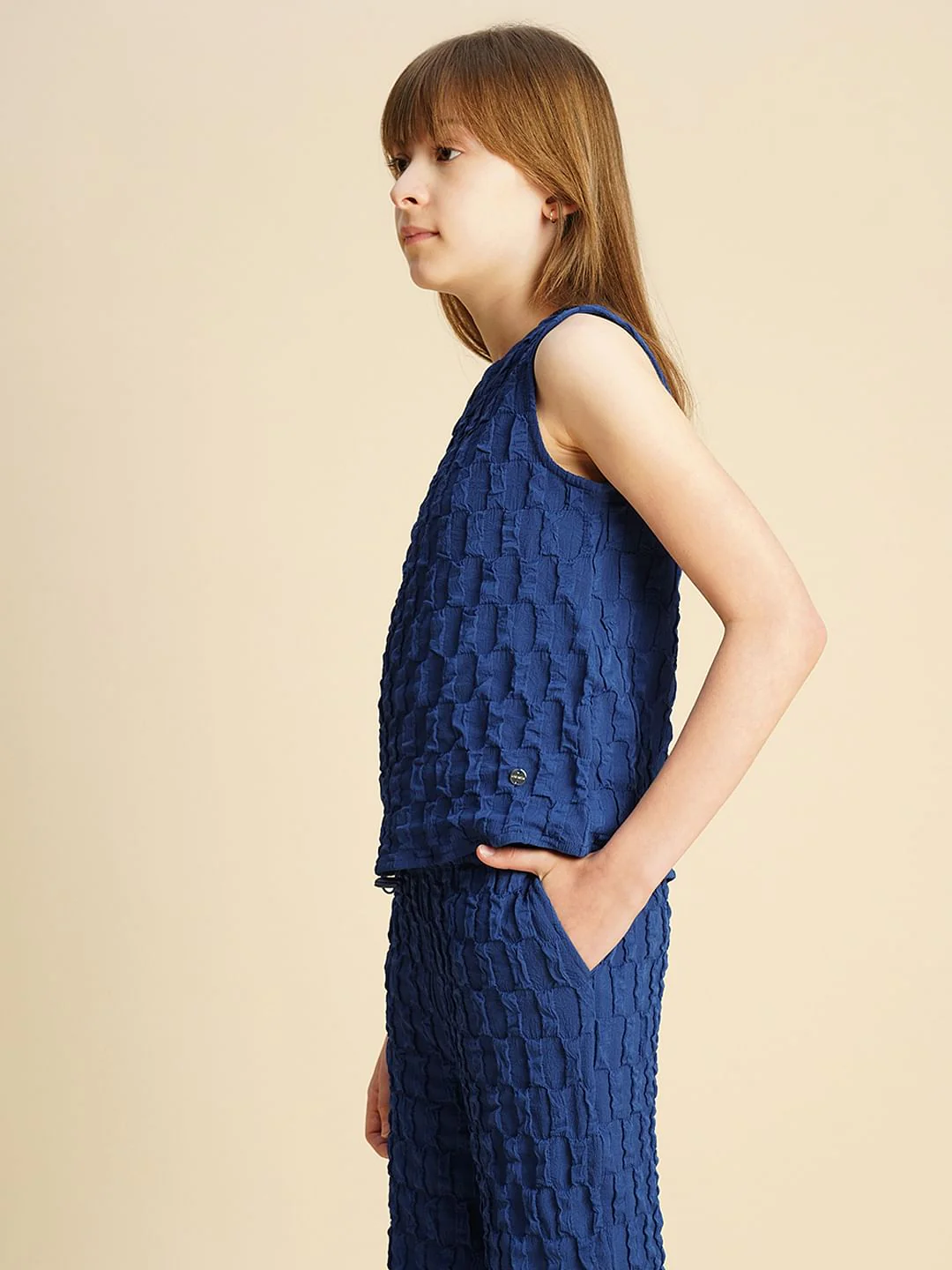 Girls Blue Sleeveless Co-Ord Set Top - Image 2