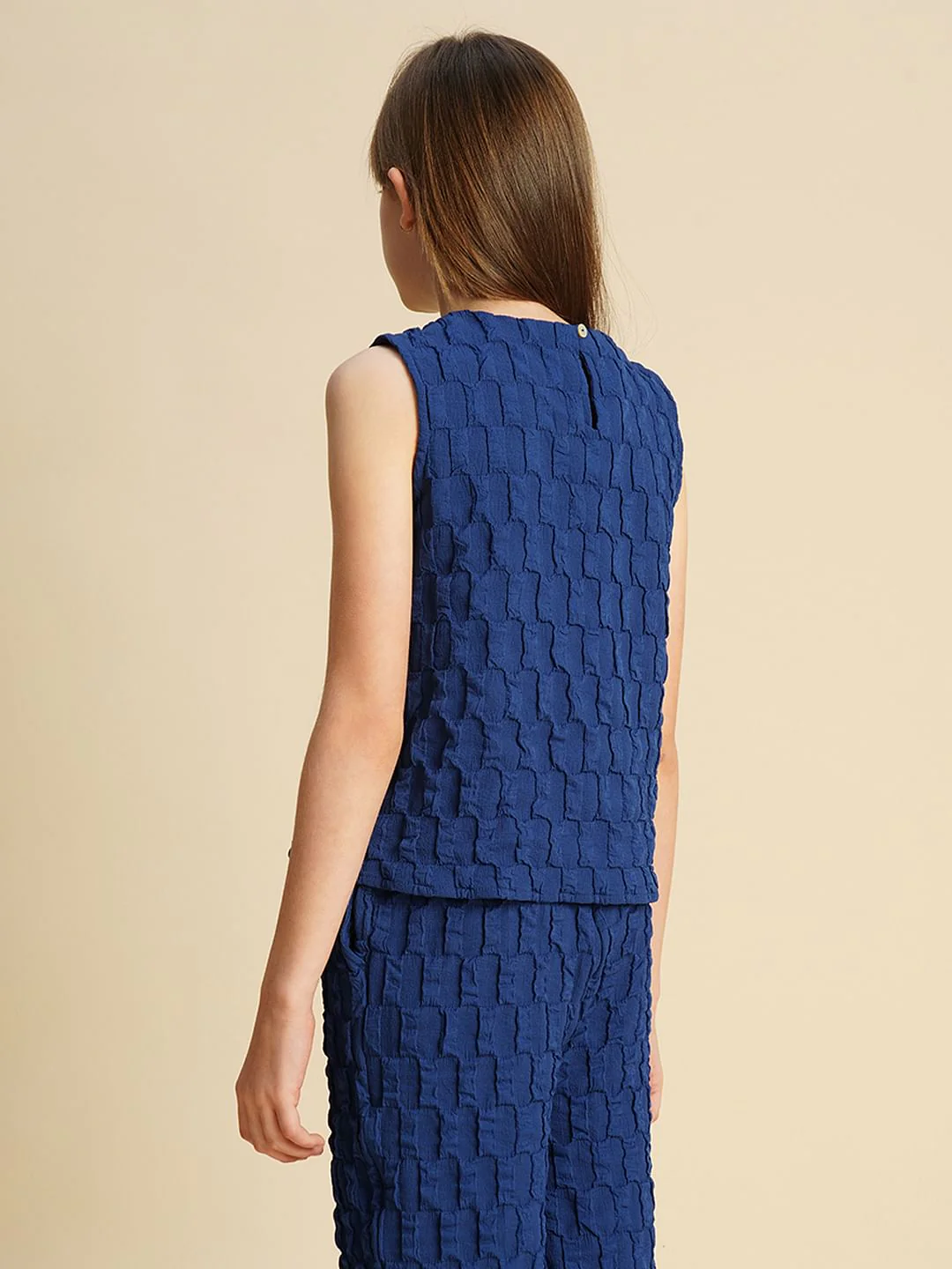 Girls Blue Sleeveless Co-Ord Set Top - Image 3