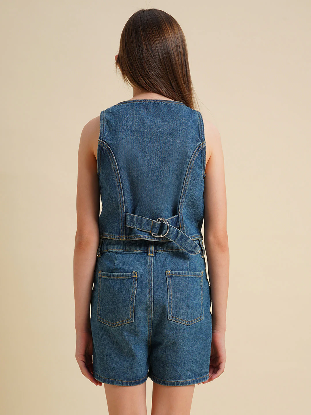 Girls Blue Cotton Denim Waistcoat - Image 8