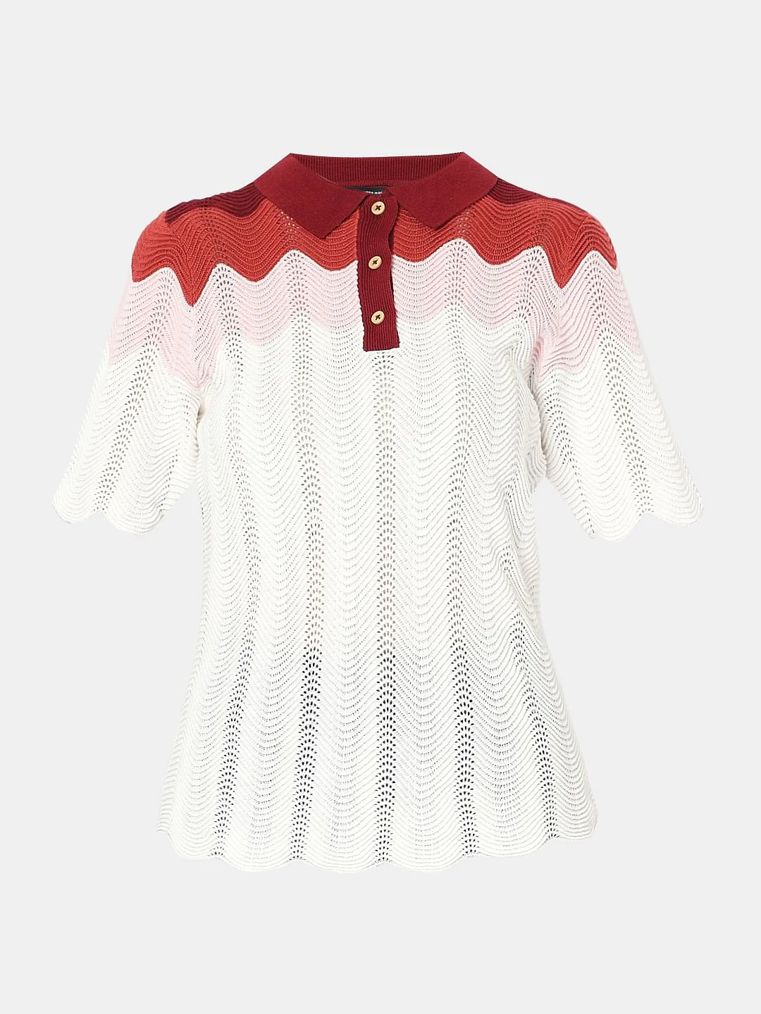 White Colourblocked Knit Top - Image 7