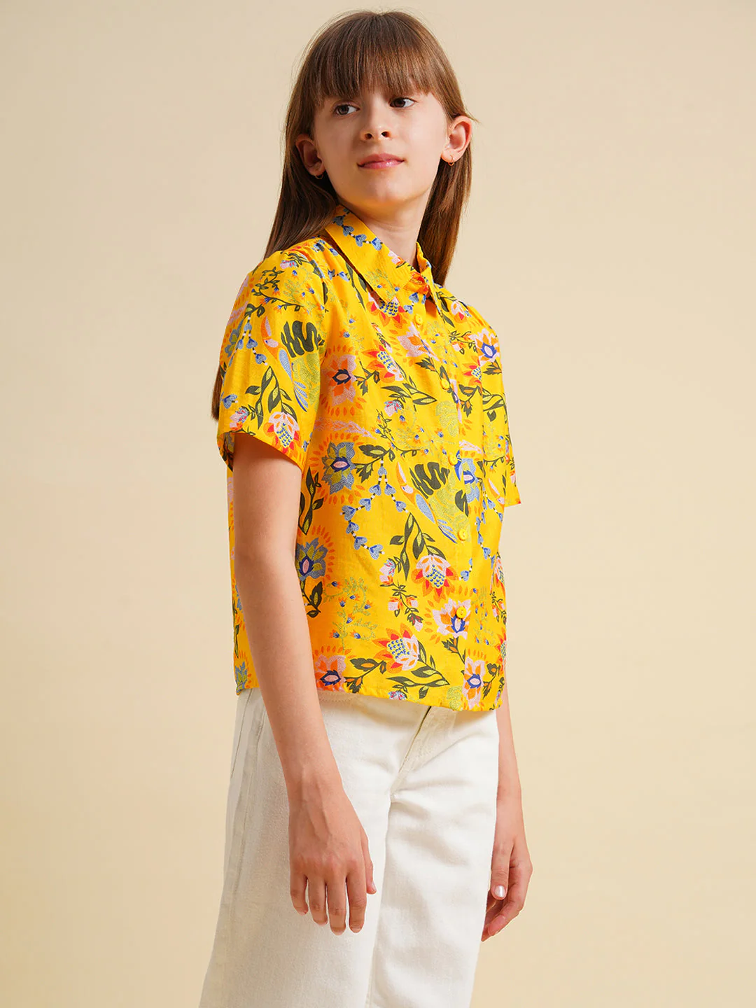 Girls Yellow Printed Shirt - Image 2