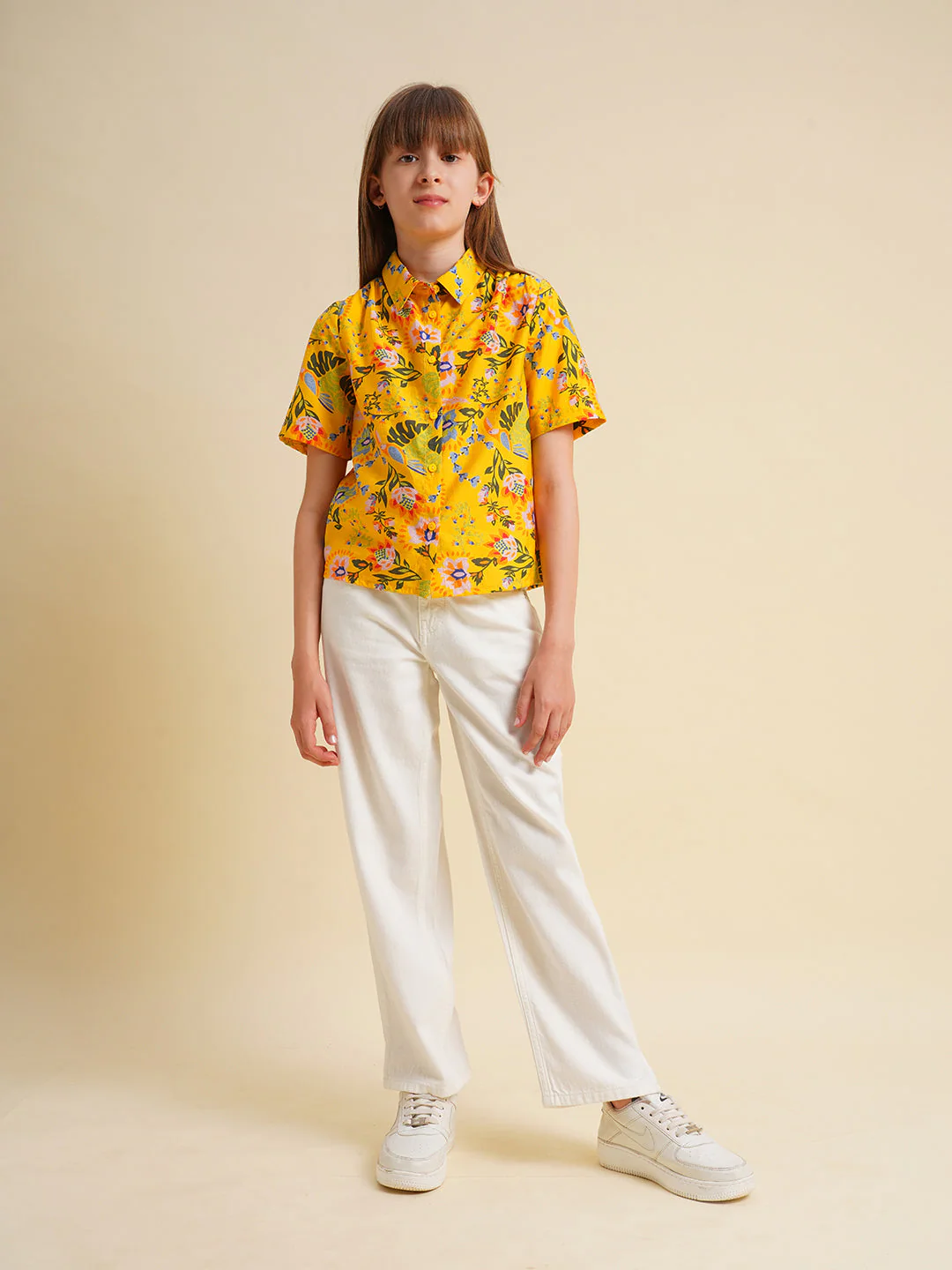 Girls Yellow Printed Shirt - Image 5