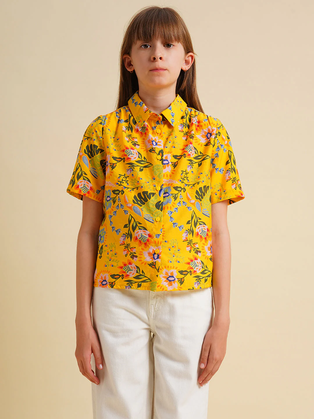 Girls Yellow Printed Shirt - Image 7