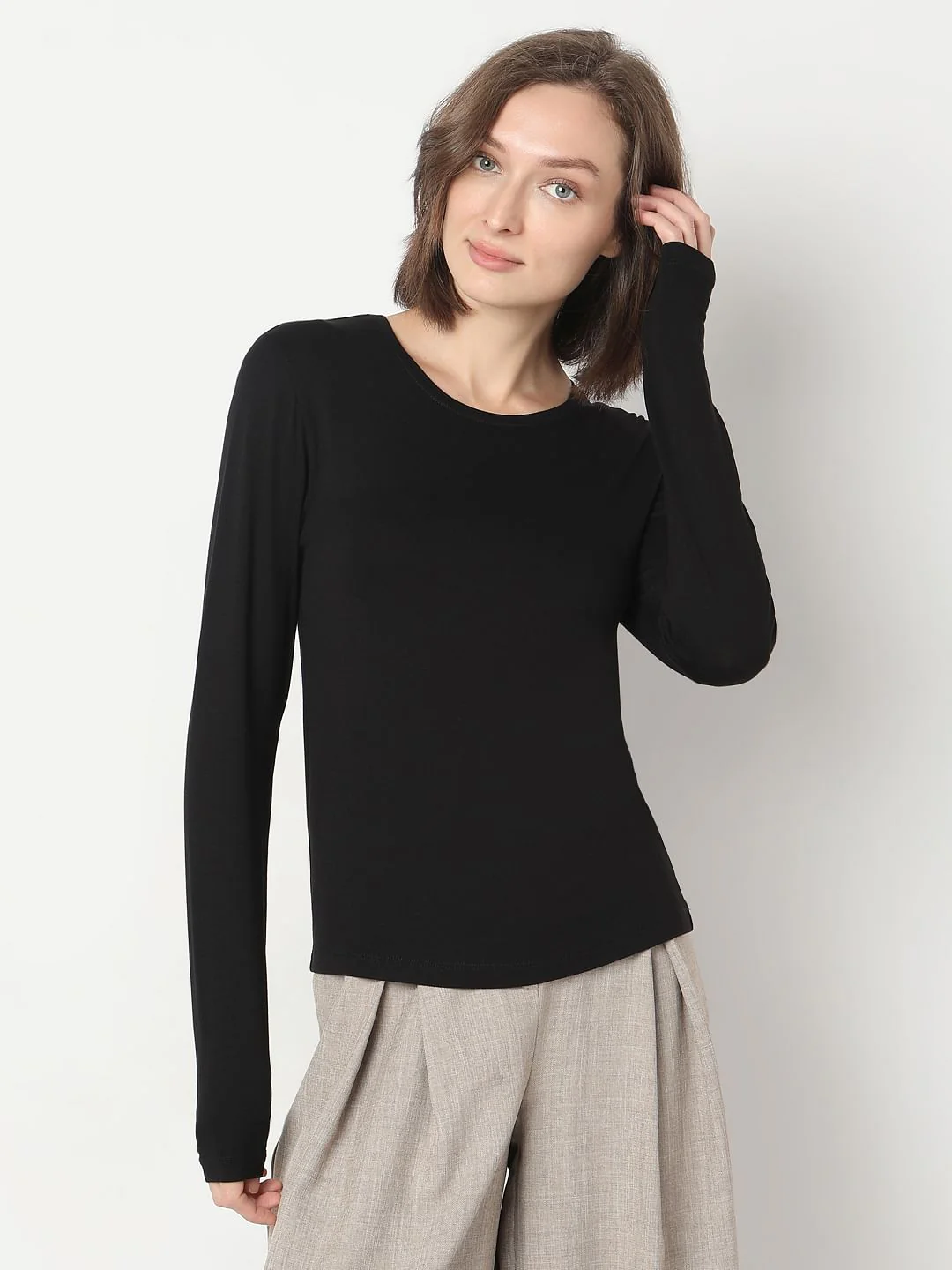 Black O-Neck Top - Image 2
