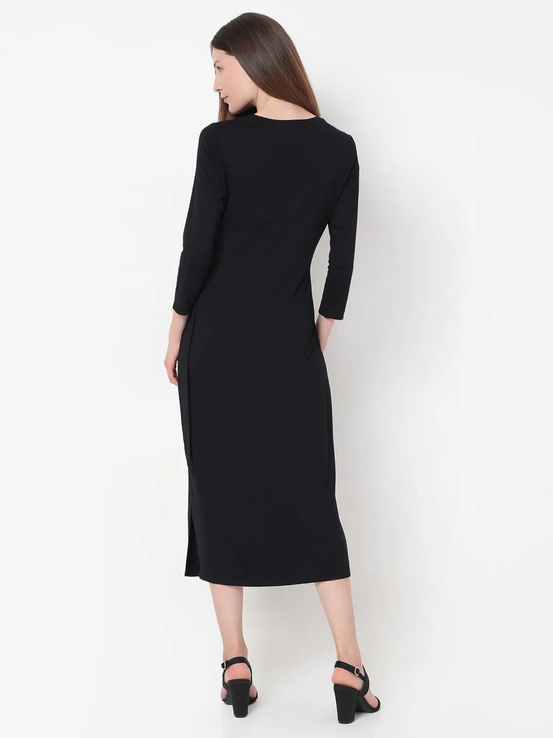 Black Tie-Knot Detail Dress - Image 4