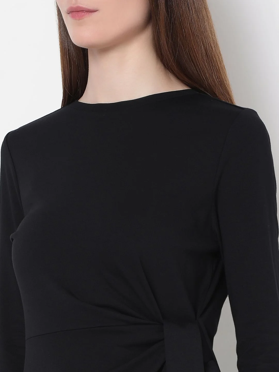 Black Tie-Knot Detail Dress - Image 6