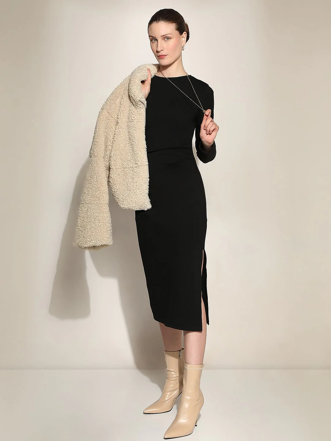 Black Knitted Midi Dress